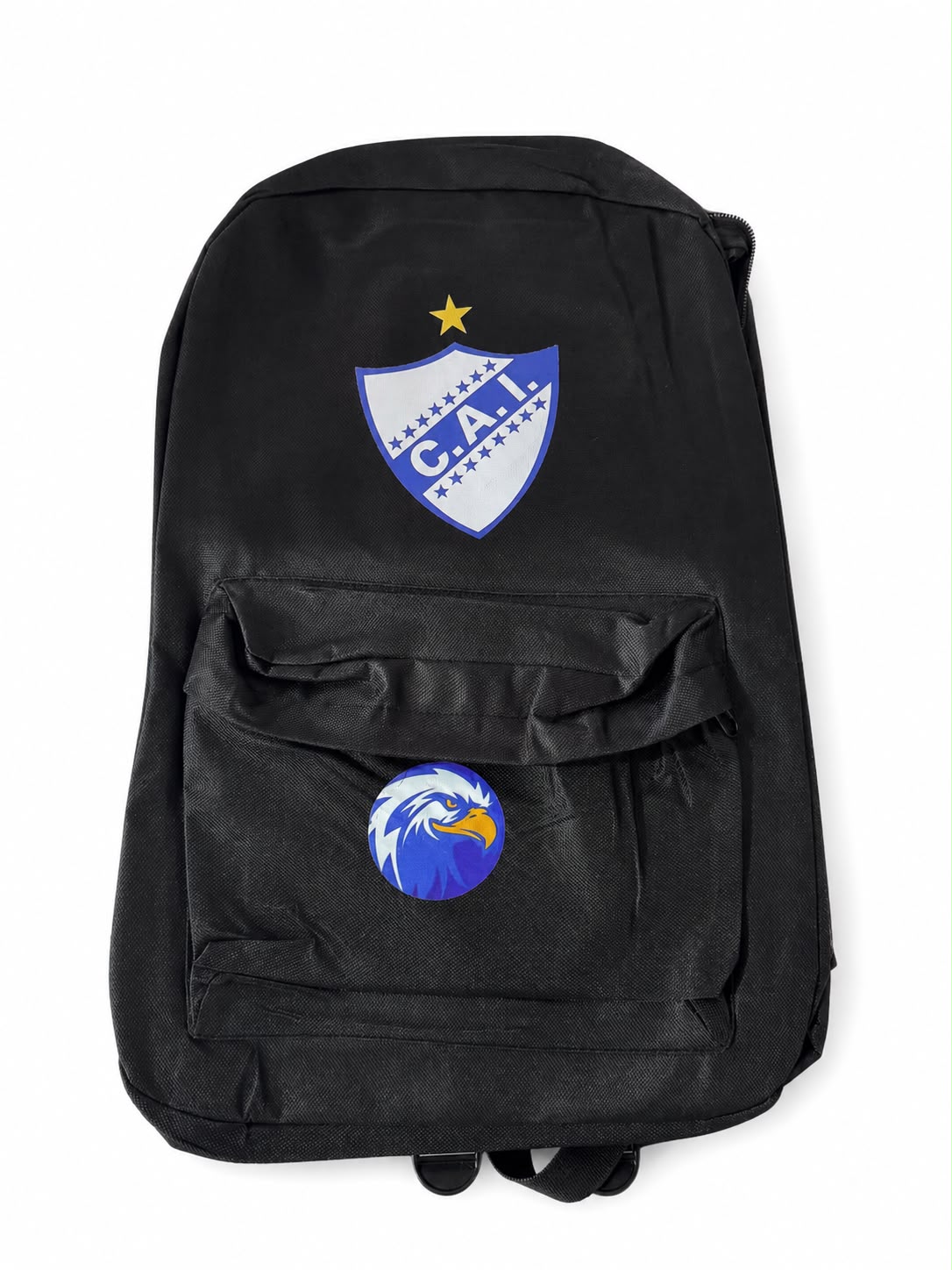 Mochila negra con escudo sublimado